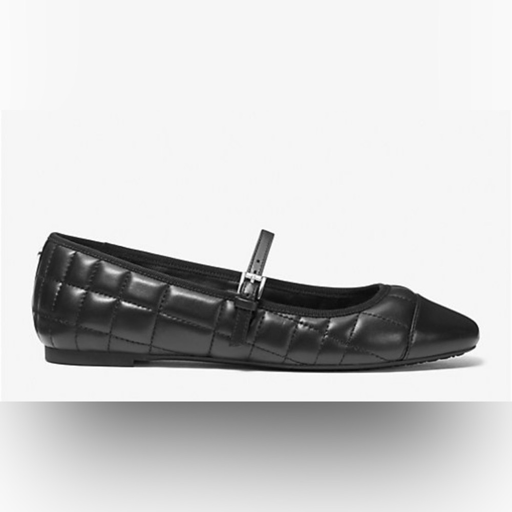 Michael Kors Mae Quilted Leather Flat.  Size 9 Black